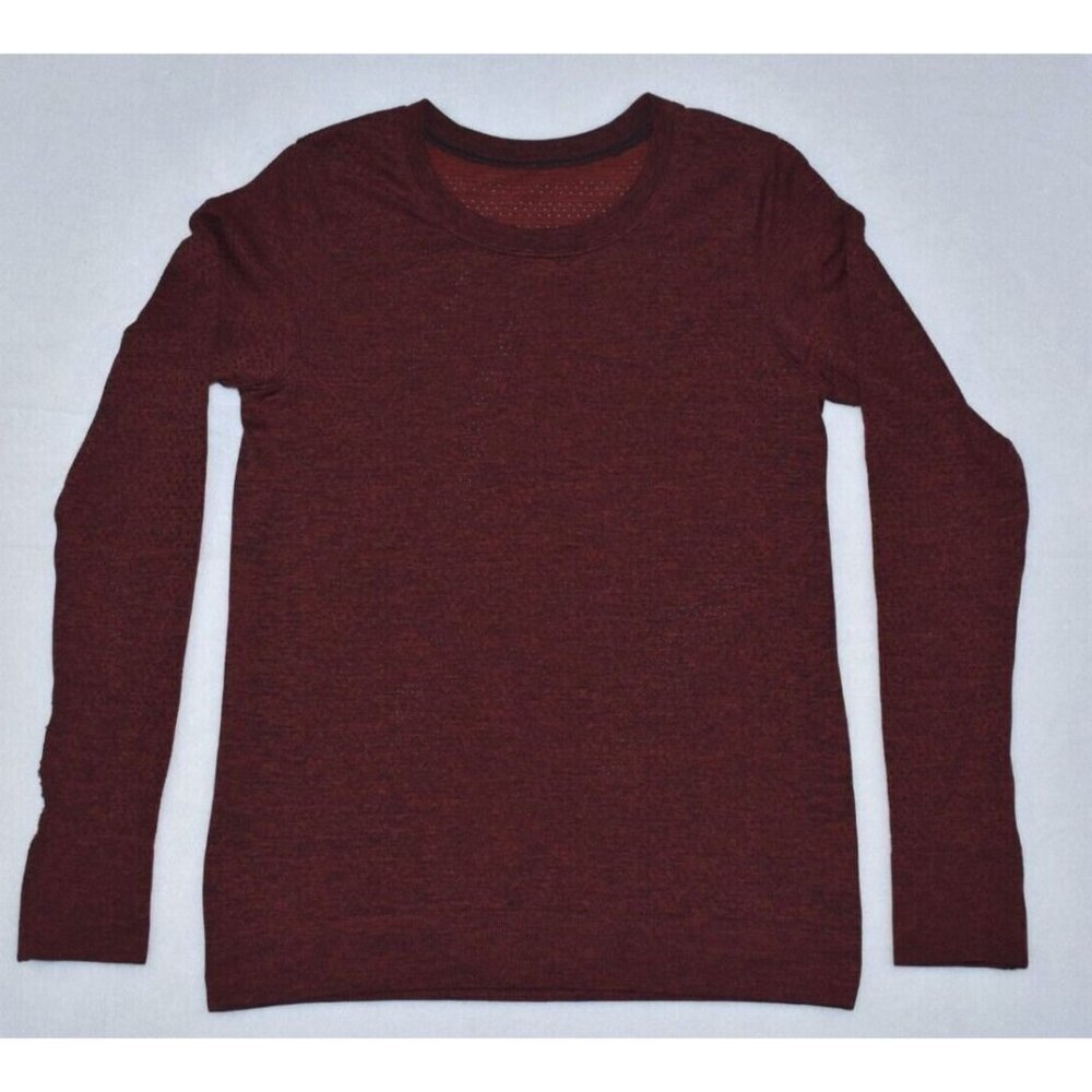 🌹Lululemon Womens Size 4 Breeze By Long Sleeve Squad Burgundy Mesh